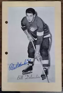 ALEX DELVECCHIO SIGNED 44-63 BEEHIVE ERROR PHOTO CARD GROUP 2 RED WINGS HOF - Picture 1 of 2