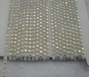 SS6 B Grade AB glass crystal 2mm rhinestone banding setting plastic chain 10Yard - Picture 1 of 16