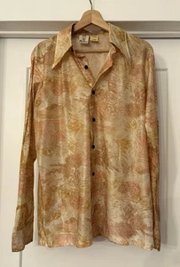 Men’s Vtg Alfie California 70’s Disco Long Sleeve Button Down Shirt Size L - Picture 1 of 6