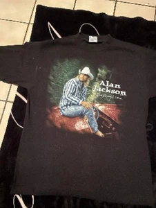 Vintage 1996 90s Alan Jackson Double Graphic Country Music Concert T-Shirt L - Picture 1 of 5
