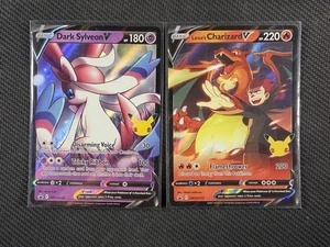 Pokemon Cards x2 Lance's Charizard V Dark Sylveon V 25th Celebrations #133 #134 - Bild 1 von 2