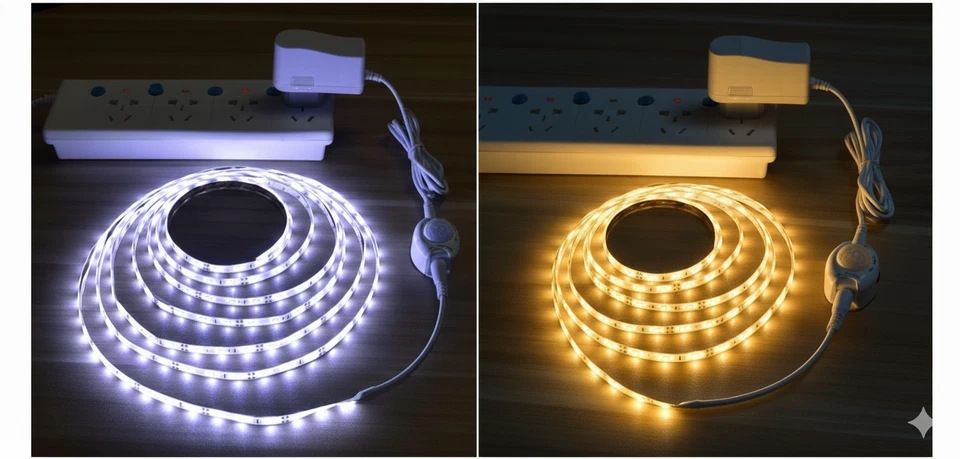 Plug in LED Strip Light Wardrobe Closet Lamp UK Wireless PIR Motion Sensor Mains - Image 1 of 4