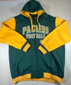 NFL Green Bay Packers Football Team Jacket Mens 3XL Green Yellow Full Zip Hooded - Picture 1 of 5