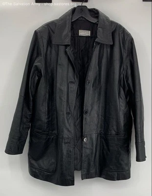 Venezia Vitale Women's Black Leather Long Sleeve Button Front Jacket No Size - Image 1 of 4
