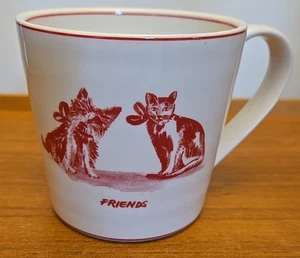 Anthropologie Molly Hatch Friends Mug Terrier & Cat w/Bows, Large 20 oz. READ - Imagen 1 de 11