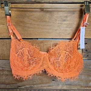 Victoria's Secret Dream Angels Lace Pushup w/out Padding Bra 34C Neon Orange NWT - Picture 1 of 7