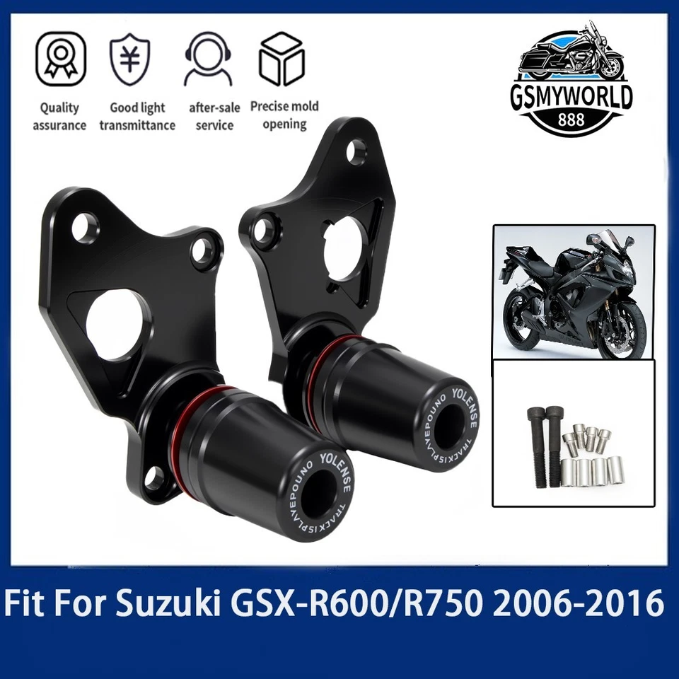 Protector de caída de choque deslizante de cuadro apto para Suzuki GSXR600 GSXR750 2006-2016 Foto 1 de 4