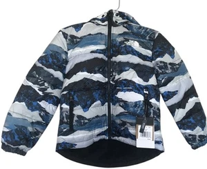 The North Face Jacket Boys Medium 10 Black Blue Mountain Reversible Hooded - Picture 1 of 13
