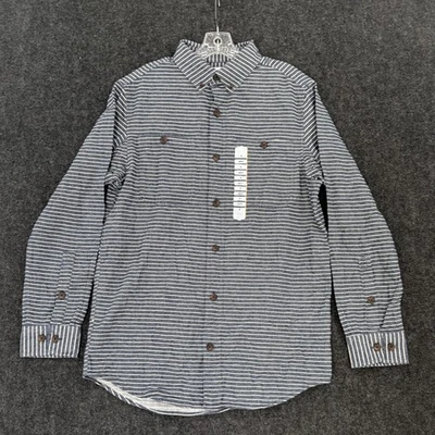 Duluth Trading Co Free Swingin Shirt Men's Medium Blue White Stripe Slim Fit - Image 1 of 4