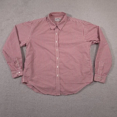 Camisa Top Blusa Lands End Mujer 16 Rojo Blanco Rayas Botón Delantero Manga Larga Foto 1 de 4