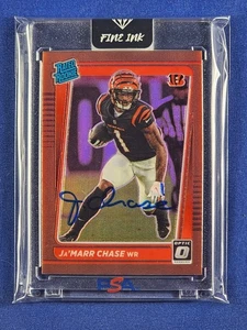 Ja'Marr Chase Signed 2021 Panini Optic Bronze Prizm Rated Rookie Beckett AUTO RC - Picture 1 of 2