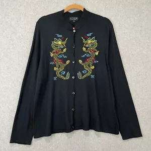 Cardigan maglione donna Citron Santa Monica 2XL nero misto soia cashmere - Foto 1 di 15