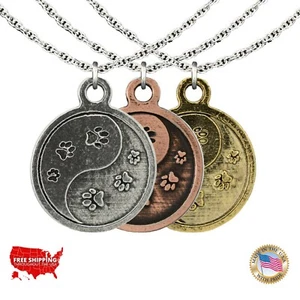 Collar y colgante con huellas de patas Creative Pewter Designs Yin Yang pistas para perro, G060 - Imagen 1 de 5