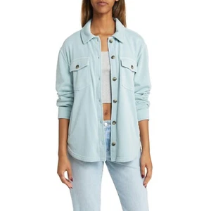 Thread & Suppy Nordstrom Womens Longline Sweatshirt Knit Shacket S Sky Blue - Picture 1 of 10