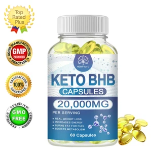Keto Diet Pills BHB Ketones 20,000mg For Weight Loss Burn Fat Detox 60 Capsules - Picture 1 of 12