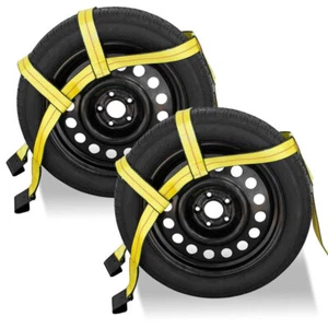 2x Correas de canasta de neumáticos de coche Red de rueda ajustable Gancho plano Correas de carretilla de remolque H11 IN - Imagen 1 de 7