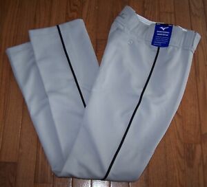 Mizuno Men's Premier Piped Baseball Pants - Hemmed Bottom GREY Adult Small ~ NWT