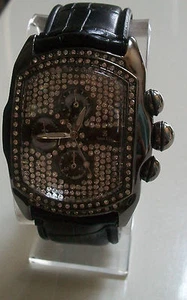 OROLOGIO DA UOMO PIETRA NERA IN PELLE EMATITE FASCIA MODA ABITO O CASUAL HIP HOP - Foto 1 di 5