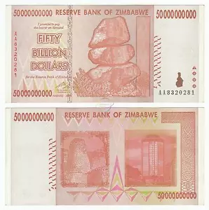 Simbabwe 50 Milliarden Dollar 2008 P-87 Billionen Serie vz-au - Bild 1 von 1