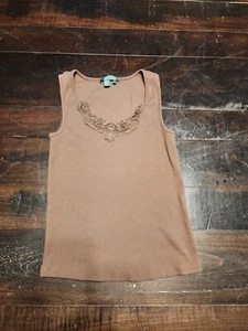 RALPH LAUREN Vintage Brown Cotton Lace y2k Top Lingerie Slip Blouse shirt Size M - Picture 1 of 1