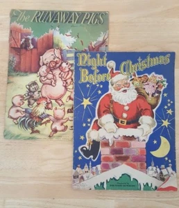 2 Vintage Children's Books Runaway Pigs & Night Before Christmas 1947 Whitman - Picture 1 of 11