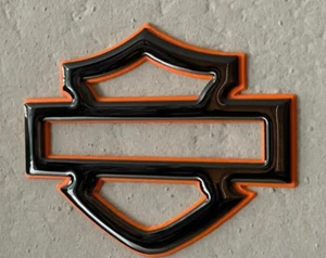 Harley Davidson Emblems 2 pcs ORANGE&BLACK Puffy Custom CVO  Fuel Tank Badge - Picture 1 of 7