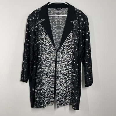 Misook Blazer Women 2X Gray Animal Print Knit Padded Shoulder Stretch Career - Image 1 of 4