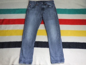 Levis 501 Premium 1993 Faded Black Grunge Punk Button Fly 31x29 Denim Jeans Pant - Picture 1 of 11