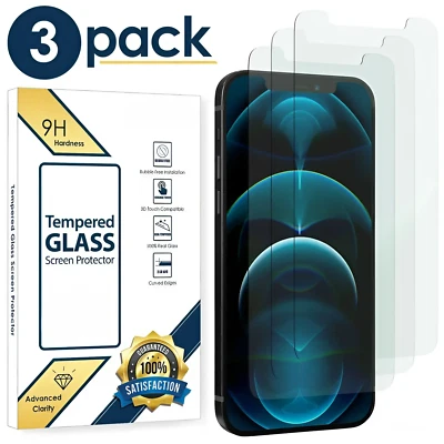 3X Tempered Glass Screen Protector For iPhone 17 16 15 14 13 12 11 Pro Max XR 8 - Image 1 of 4