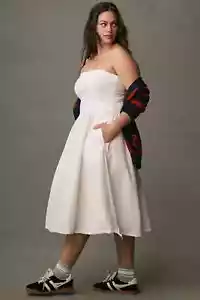 Daily Practice by Anthropologie Strapless Midi Dress in White Size 2X - Picture 1 of 4