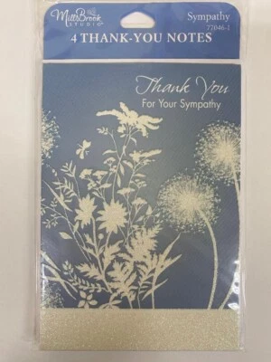 (4) Sympathy Acknowledgement Cards w/ Envelopes Funeral Thank You Note - Image 1 of 2