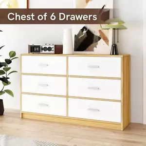 Chest of 6 Drawers Tallboy Dresser Bedside Table Storage Cabinet Unit TV Stand - Picture 1 of 12