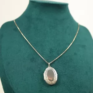 Vintage Sterling Silber Medaillon Anhänger & Kette Doppel Foto 925 von MM Halskette - Bild 1 von 5
