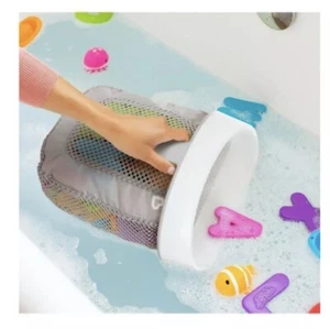 Munchkin Bath Toys Storage Basket Grey Strong Suction Cup Drying Mesh Material - Picture 1 of 5