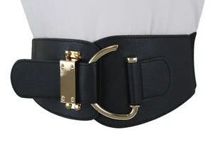 Women Waist Hip Black Stretch Trend Corset Fashion Belt Size Hook Adjustable S M - Picture 1 of 20