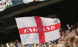24" England St George Cross Waving Flag Wooden Stick Brazil Football World Cup - Picture 1 of 2