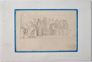 Giorgio Matteo Aicardi (Italian 1891- 1984) Pencil drawing religious scene. - Picture 1 of 3