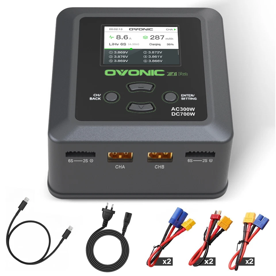 OVONIC X1 Pro Dual Lipo Battery Charger 16A AC300W DC700W LCD for LiPo/LiHV/NiMH - image 1 of 4