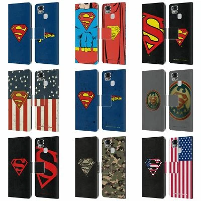 OFFICIAL SUPERMAN DC COMICS LOGOS LEATHER BOOK CASE FOR ASUS ZENFONE PHONES - Image 1 of 4