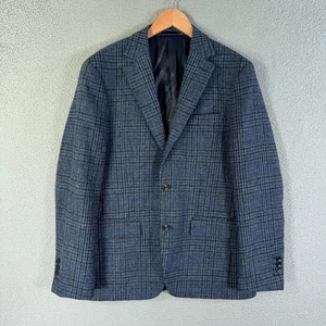 Charles Tyrwhitt Blazer Sport Coat Mens 40R Blue Robert Noble Wool Tweed Plaid - Picture 1 of 19