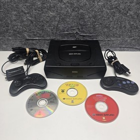 Sega Saturn Console with 2 Controllers, Cables & 3 Games- Tested Works Great 