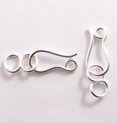 40 PCS 26X7MM SOLID COPPER S HOOK CLASP STERLING SILVER PLATED  863 - Image 1 of 3