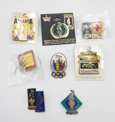 Lot of 6 +2 New Centennial Olympic pins Atlanta 1996 coca cola red cross stadium - Image 1 of 2