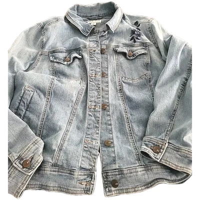 AVA & VIV Womens 1X Denim Jean Jacket Size Embroidered Design - Image 1 of 4