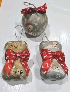 Disney 101 Dalmatians Enesco 2 Bones And 1 Bulb Ornament Vintage - Picture 1 of 10