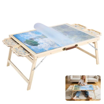 VEVOR 1500 Piece Puzzle Board with Folding Leg Portable Wooden Jigsaw 86x63cm - Image 1 of 4