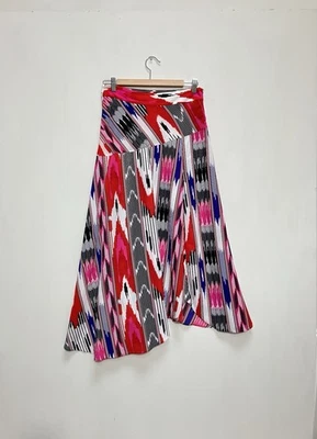 Women’s Karen Millen Midi Skirt Size UK 12 Red Geo Asymmetrical Bright Colourful - Image 1 of 4
