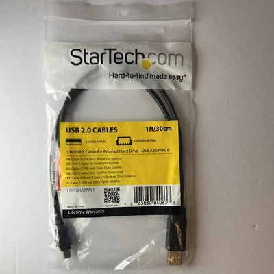 StarTech USB Y 2.0 Cables for external HD 1ft/30cm - USB2HABMY1 - Image 1 of 4