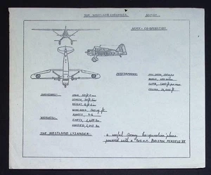 Original WWII Westland Lysander Recognition Drawing – RAF Army Co-Operation - Picture 1 of 4