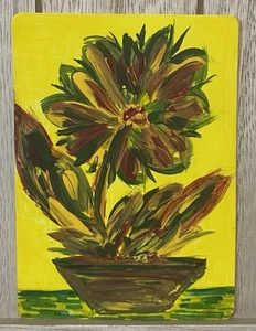 Flor solitaria.  Tarjeta de arte original ACEO - Imagen 1 de 5